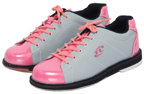 JiuQing Chaussures De Bowling pour Femmes en Cuir À Lacets pour Débutants Semelles Coulissantes pour Hommes,Rose,37 EU