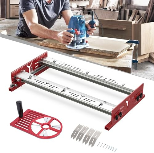 Kit per Slitta per Router Set, Slitta per Fresare per Appiattire Lastre + Fresatrice Legno Piastra di Base, Lega di Alluminio Rifilatore Piastra di Base, Fresatrice da Banco per Pannello da Banco