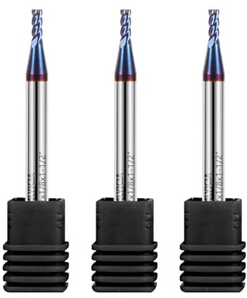 ALYICIA 3PCS 3/32 4 Flute End Mills Set for Stainless Steel (Nano-Coated)