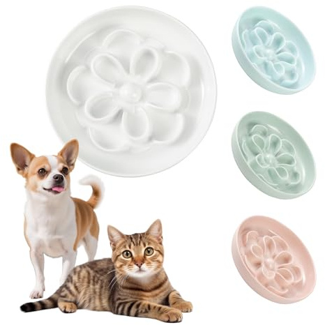 Comedero Antivoracidad Gato de Melamina - Cuenco para Gatos Pequeños de Alimentación Lenta - Plato con Laberinto Interactivo - Anti Vómitos, Antideslizante - Color Blanco