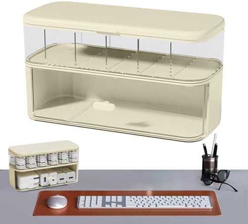 Kabelförvaringsbox, klar sladdorganiserare, hanteringslådor, skrivbordstråd organisatörer fodral laddare och USB-hubbar, prydlig kabelhållare för, kontor, sovsal, teknikstation, arbetsstation
