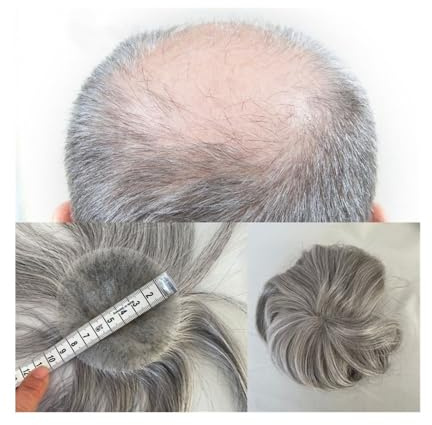 Toupee per Uomo Toupet for capelli calvi da uomo, 3,15x3,15 pollici, base in pelle sottile PU, toppe for capelli da uomo, sistemi di sostituzione for toupet con capelli umani da 6 pollici Protesi Cape