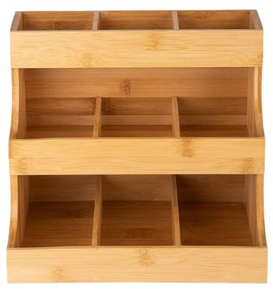 Adsfvs Soporte Para Bolsitas De Té | Caja Organizadora de Madera para Té | Estante de 3 Niveles para Mostrador Encimera Hogar Cocina Despensa Oficina