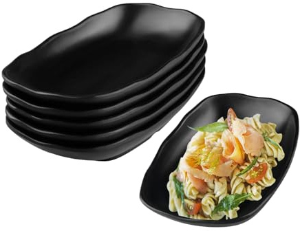 Doafoce Pezzi Piatti Neri Moderni Piatti da Portata Vassoi Piccolo Piatti Plastica Melamina per Sushi, Antipasti, Dessert, Insalata, 19,2 x 12 x 3,2 cm