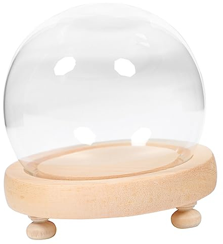 Glasklocka för display, Glasdisplaykupol med träbas 2-pack flerfärgad 12x10x10cm
