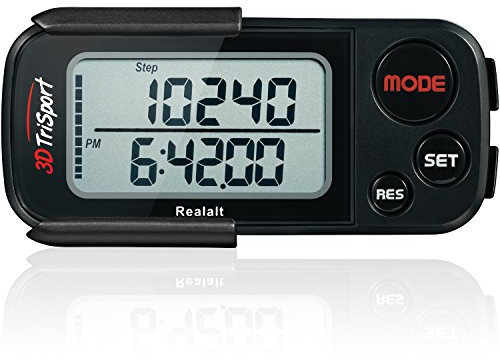 Walking 3D Pedometer with Clip and Strap, Free eBook | 30 Days Memory, Accurate Step Counter, Walking Distance Miles/Km, Calorie Counter, Daily Target Monitor, Exercise Time.