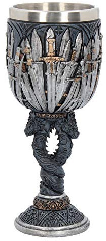 Nemesis Now B2947H7 Verre à épée 17,5 cm en résine avec insert en acier inoxydable Noir