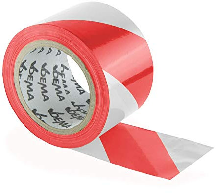 DEMA Absperrband 100 m rot/weiß – Flatterband, Warnband, Signalband, Trassenband, Sperrband – robust, reißfest, gut sichtbar – Baustelle, Event, Sicherheit, Verkehr