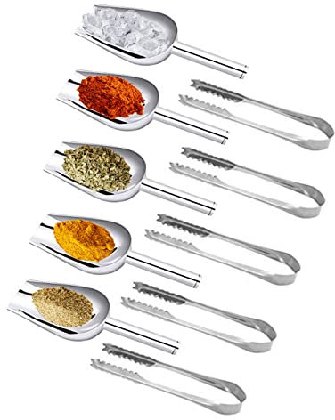 Palette e Pinze in Acciaio per Servire per la Festa di Compleanno Matrimoni Caramella Dolce Buffet Ghiaccio Caramelle Farina Dessert Buffet Gelato Dolci ed Alimentari (10 PCS)