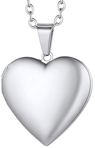 Suplight Rose Gold Heart Locket Necklace Stainless Steel Pendant for Her