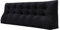 VERCART 55cm Hoches Dickes Rückenkissen Rückenlehne Lesekissen mit Zweireihig Kopfteil Gepolstert Keilkissen Bücherkissen Kopfkissen Wandkissen Lendenkissen fü Bett Tagesbett Samt Schwarz 180cm