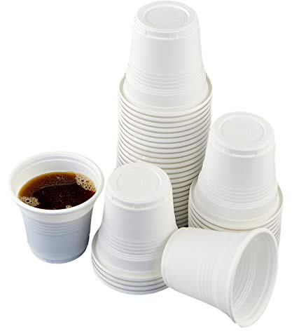 Pack of 200 Compostable Glasses (80 ml) White (5.5 cm High x Diameter 5.5 cm) Ideal for Hot Drinks Such as Compostable Coffee Cups