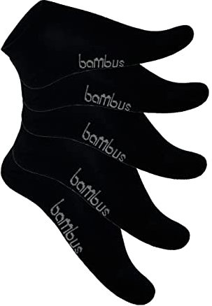 SGS Komfort Bambus Sneaker Socken Herren Damen - Weiche Pique Bund Bambus Socken Schwarz Gegen Schweiß - Geruchskiller- 5er oder 10er Pack