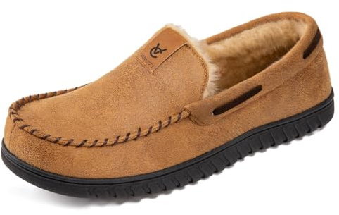VeraCosy Men's Moccasin Slippers Memory Foam Closed-back Indoor House Shoes | Indoor and Outdoor,Machine-washable,Gifts,Comfortable,Soft,Non-Slip,Faux Suede,Breathable