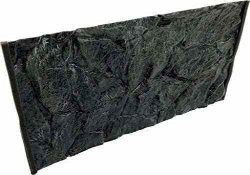 PLASTIKO - Aquarium Hintergrund 3D I Rückwänd 100x40 cm I Leicht zu Montieren und Reinigen I Keine Verklebung Erforderlich I Sicher für Tiere I Grau mit einem Muster aus Niedrigen Steinen