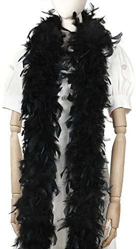 Larryhot Black Fluffy Feathers Boa - 80g 2Yards Boas for Party,Halloween Costume,Wedding,Concert and Home Decor