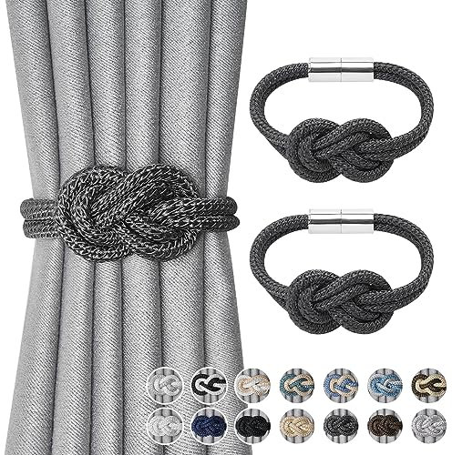 Pretty Jolly Mini magnetische Vorhang Raffhalter Nordisch Einfacher Stil Vorhang-Raffhalter Elegante dekorative Vorhang drapieren Krawatte zurück für Haus & Büro Fenster Drapery, Dunkelgrau, 2 Stück