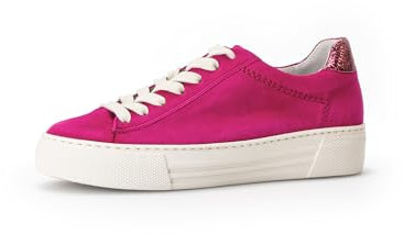 Gabor Damen Low-Top Sneaker, Frauen Halbschuhe,Wechselfußbett,Moderate Mehrweite (G),schnürer,Plateausohle,pink/Rubin,40 EU / 6.5 UK