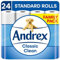 Andrex Complete Clean Toilet Roll 24 Rolls (Previously Andrex Classic Clean Toilet Tissue) Unbeatable Toilet Paper with Unique 3D Wave, FSC Certified