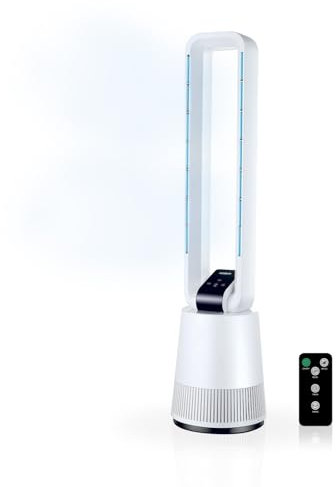 Avilia - Ventilatore a Torre Silenzioso con Telecomando e Display LED, 3 Velocità, Timer e Oscillazione, Ventilatore Senza Pale da Terra per Aria Fresca Uniforme e Design Moderno Elegante