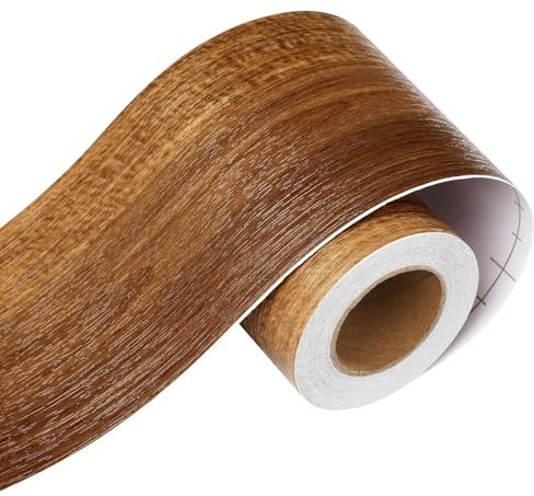 LACHEERY Bordo Adesivo per Pareti Legno 7.6cm x 500cm Bordino per Top Cucina Marrone Specchio Bordo Legno Adesivo per Mobili Impermeabile Carta da Parati Adesiva Muro Decorazione per Armadio