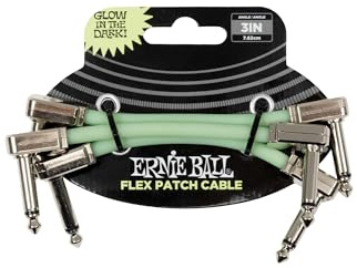 Ernie Ball Flex Patchkabel 7,5 cm - licht op in het donker - 3-Pack