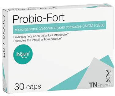 TN Pharma Probio-fort - 30 Cápsulas Saccharomyces cerevisiae IbSium 500 mg, suplemento para colon irritable, sin gluten, sin lactosa, vegano