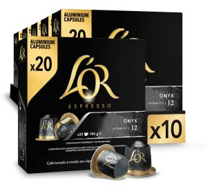 L'OR Espresso Cápsulas de Café Onyx | Intensidad 12 | 200 Cápsulas Compatibles Nespresso (R)