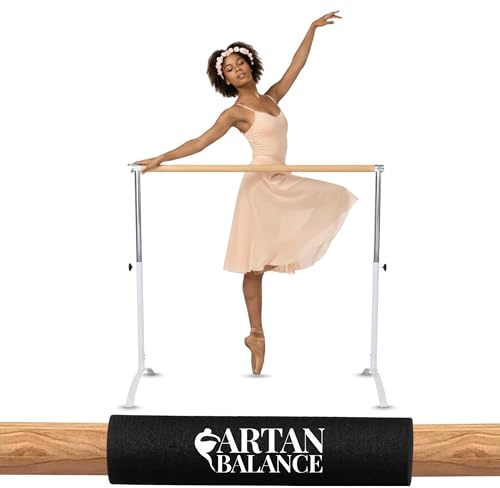 Ballet Barre Portable for Home or Studio, Freestanding Adjustable Bar for Stretch, Balance, Pilates, Dance or Active Workouts, Single or Double Bar, Kids and Adults