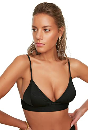 Trendyol Top Bikini Triangolare Testurizzato, Nero, 0 Donna