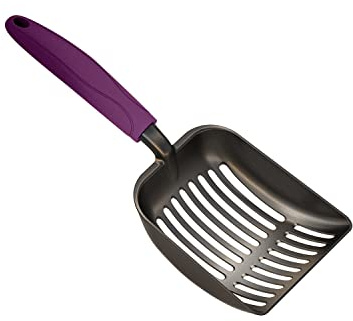 WePet Kattsandskopa, non-stick pläterad aluminiumlegeringssikt, Kitty Metal Scooper, djup spade, långt handtag, bajssiktning, kattunge bajs lyftare, belagd svart kropp med handtag