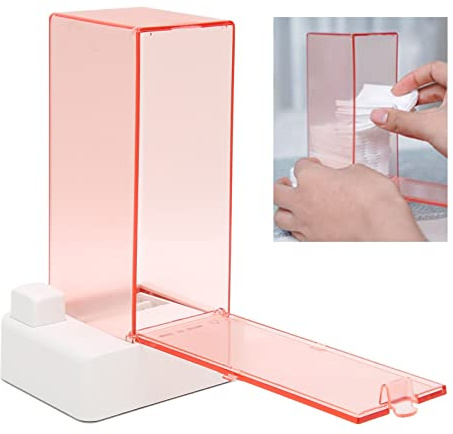 ZJchao Automatisk Bomullspinne Dispenser Bomullspinne Organizer Press Fyrkantig Bomullshållare Luddfri Wipe Pad Makeup Organizer (rosa)