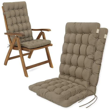 HAVE A SEAT Living - Hochlehner Auflagen 2er Set - Bequeme Sitzauflagen Hochlehner - Wetterfest, Waschbar bis 95°C, Orthopädisch - Made in Germany (2er Set - 120x48 cm, Goldbraun)