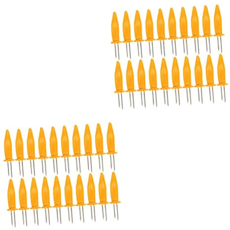 YARNOW 40pezzi Forchette Da Barbecue Acciaio Inossidabile Per Pannocchie e Frutta Per Grigliate e Picnic