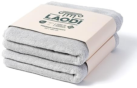 LAODI Premium Handtücher 2er Set – 50x100 – Antarktis Grau – 100 % Baumwolle – 570 g/m² – Hergestellt in Portugal