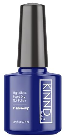 Quick Dry Nail Polish | In The Navy, 8ml | Rapid Drying Nail Varnish | No UV/LED Required | 12 Free, Cruelty Free, Vegan, Made in UK
