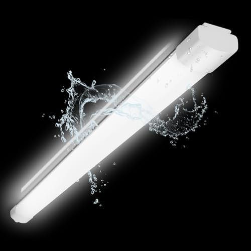 Oraymin Feuchtraumleuchte Led 150CM, 5000LM Werkstatt led leuchtstoffröhre, IP65 Wasserfest Feuchtraum Wannenleuchte 45W, Anwendbar auf Keller Garage Werkstatt, Neutralweiß 4000K