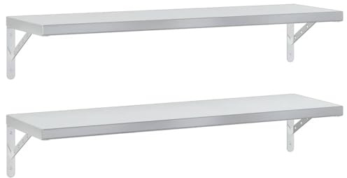 vidaXL Estantes de Pared 2 uds Acero Inoxidable Plateado 100x30 cm