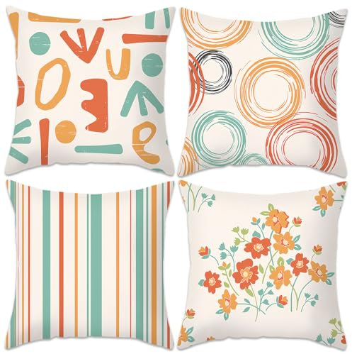 Betadistor Cushion Covers 45x45cm Sets 4, Like a Breath of Fresh Air Rural Style Throw Pillow Covers Decorative for Sofa Bed, Bedroom, living room, 18x18 Inches, Rural style, 506-0111