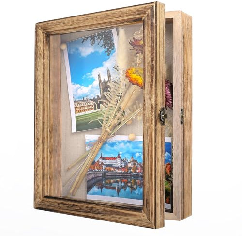 SAUNNIHEN Wood Shadow Box Frame, 25 x 20 cm Deep Picture Frame for Wall Hanging or Tabletop, 3D Display Frame for Photo, Flower, Artwork, Keepsake