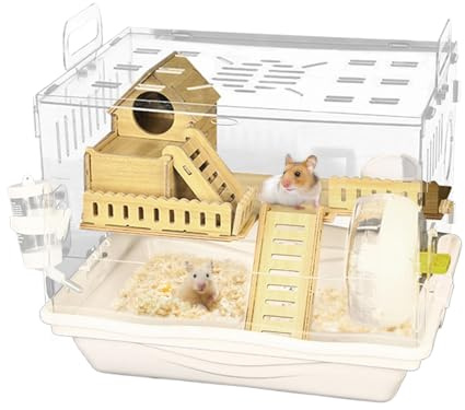 Cage Claire du Hamster - Grande Cage de Hamster, d'observation des Animaux de Compagnie Transparent | Plateau Amovible Propre Facile, Conception ventilée, Enceinte spacieuse pour Les Hamsters, a
