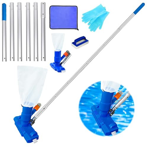 Aspirapolvere Piscina,Pulisci Fondo Piscina,Kit Pulizia Piscina,2.1 M di Asta in Lega Rinforzata,Aspirafango per Piscina,Per Piscina per Laghetto, Fontana