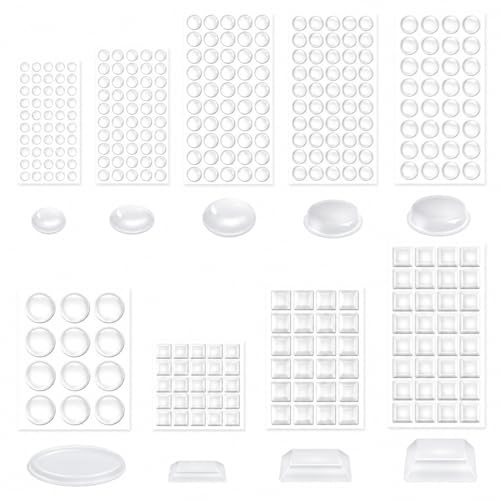 VABNEER Självhäftande transparent silikon stötdämpare, stötdämpare för dörrar, möbler, lådor, skåp (325, 6,4–20,6 mm)