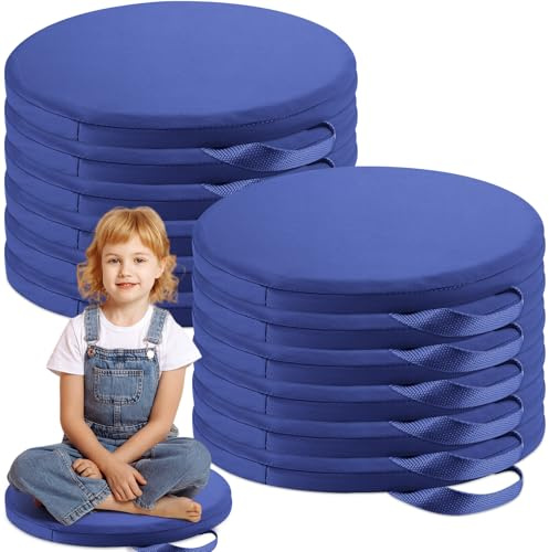 QJCHLO Cojines de Suelo de 30 x 30 cm para aulas. Asientos de Suelo Flexibles con Asas. Cojines de moqueta para aulas para niños pequeños, guarderías y Muebles de Preescolar.(Dark Blue)