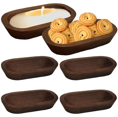 AZIDWERYQ Cuencos de masa para hacer velas 4 cuencos de madera para decoración de pan de alimentos 9, 8x5, 9x2 pulgadas masa para hacer velas