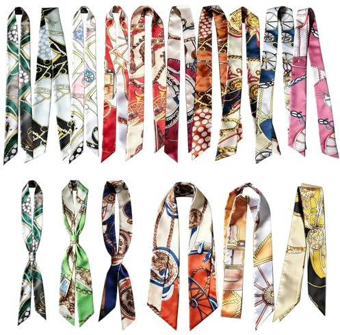 ARYIMYDP 16 Pezzi Foulard Donna in Raso, Fascia Capelli, Foulard Collo Imitazione Seta, per Borsa, Cappello e Capelli