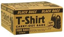 BLACK T-Shirt Carry Out Retail Plastic Bags 1000 ct. Recyclable Grocery Shopping
