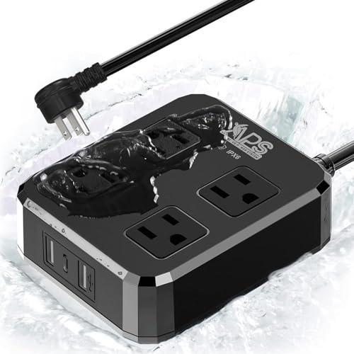Qiyuan Outdoor Power Strip Weatherproof 6FT Extension Cord 4 Outlets 3 USB