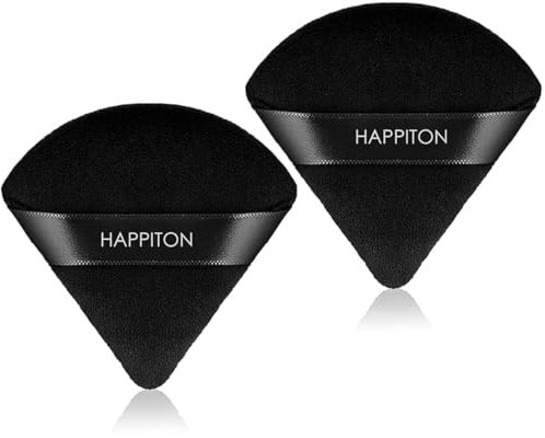 HAPPITON Triangle Powder Puff Face Soft Makeup Puff for Loose Powder Mineral Powder Body Powder Velour Cosmetic Foundation Blender Sponge Beauty Makeup Tools (2 Pieces)