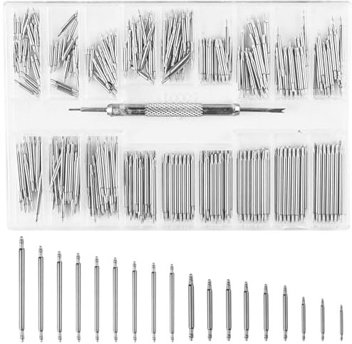 RONGWANGFU 360 Stück Uhrenarmband Stifte Federstege Werkzeug, Edelstahl Uhrenarmband Link Pins Federstifte, Uhr Entferner Repair Tool Set 8-25 Durchmesser Uhrmacherwerkzeug